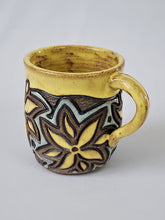 Load image into Gallery viewer, Yellow/Lt. Blue Carved Mug
