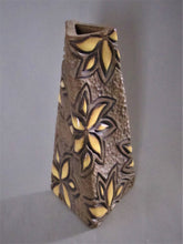 Load image into Gallery viewer, Yellow Flower 'Twisted Triangle' Vase
