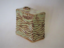 Load image into Gallery viewer, Sage/Brown Carved 'Box' Vase
