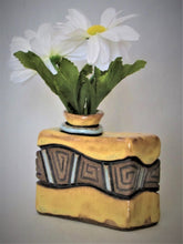 Load image into Gallery viewer, Yellow/Lt. Blue 'Box' Vase
