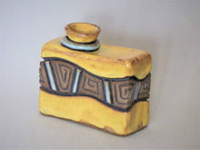 Load image into Gallery viewer, Yellow/Lt. Blue 'Box' Vase
