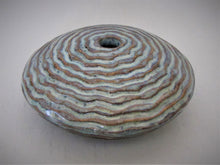 Load image into Gallery viewer, Lt. Blue Carved 'Disc' Vase
