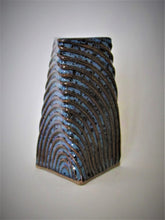 Load image into Gallery viewer, Blue Carved 'Twisted Triangle' Vase
