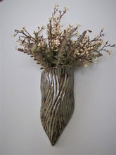 Load image into Gallery viewer, Sage/Brown Carved Wall Pocket
