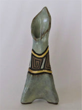 Load image into Gallery viewer, Lt. Blue/Yellow Carved 'Tripod' Vase
