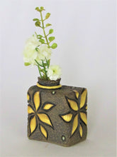 Load image into Gallery viewer, Yellow Flower Carved 'Box' Vase w/Dots
