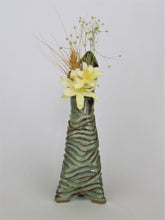 Load image into Gallery viewer, Sage/Brown Carved 'Tripod' Vase
