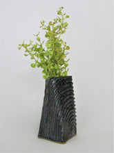Load image into Gallery viewer, Blue Carved 'Twisted Triangle' Vase
