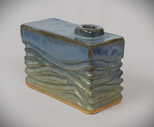 Load image into Gallery viewer, Med. Rectangle Lt. Blue Carved Box Vase
